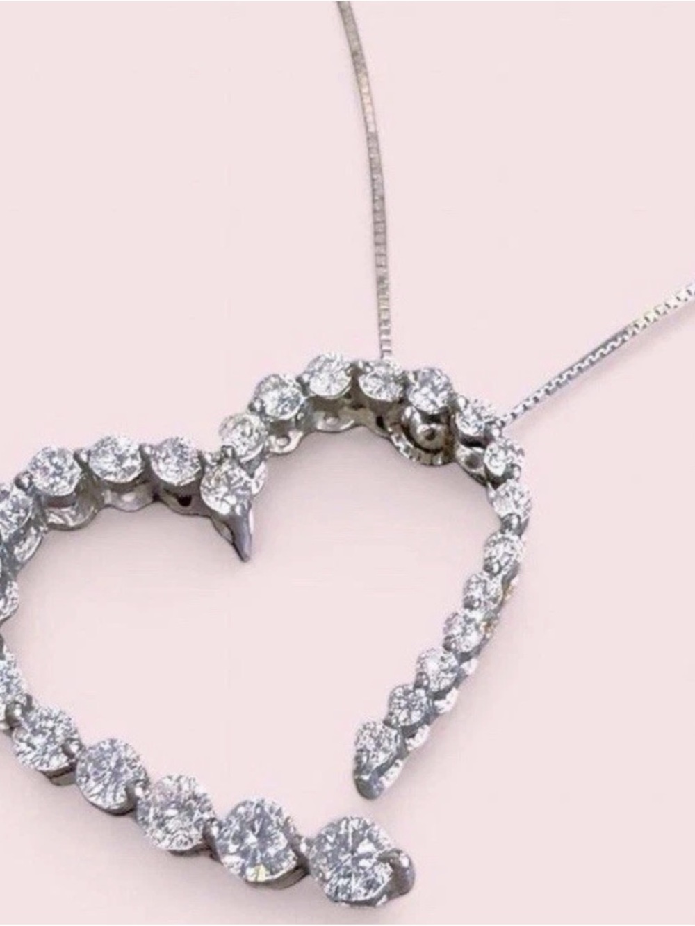 Diamonds International 14K White Gold .75 CTW Diamond Heart Necklace - Picture 3 of 7